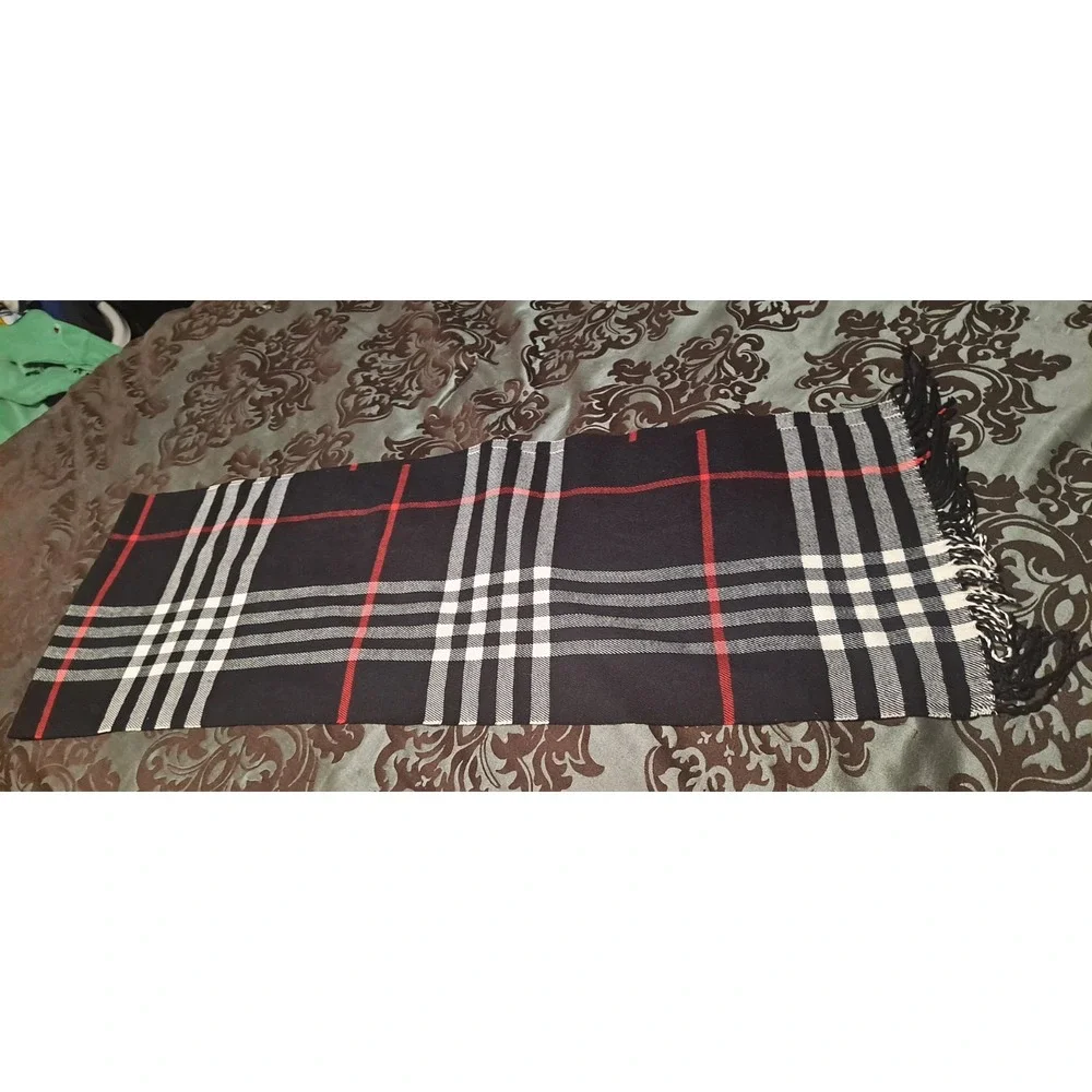 Winter Italy Design Check Plaid‎ Super Soft Scarf/ Black/Grey/White